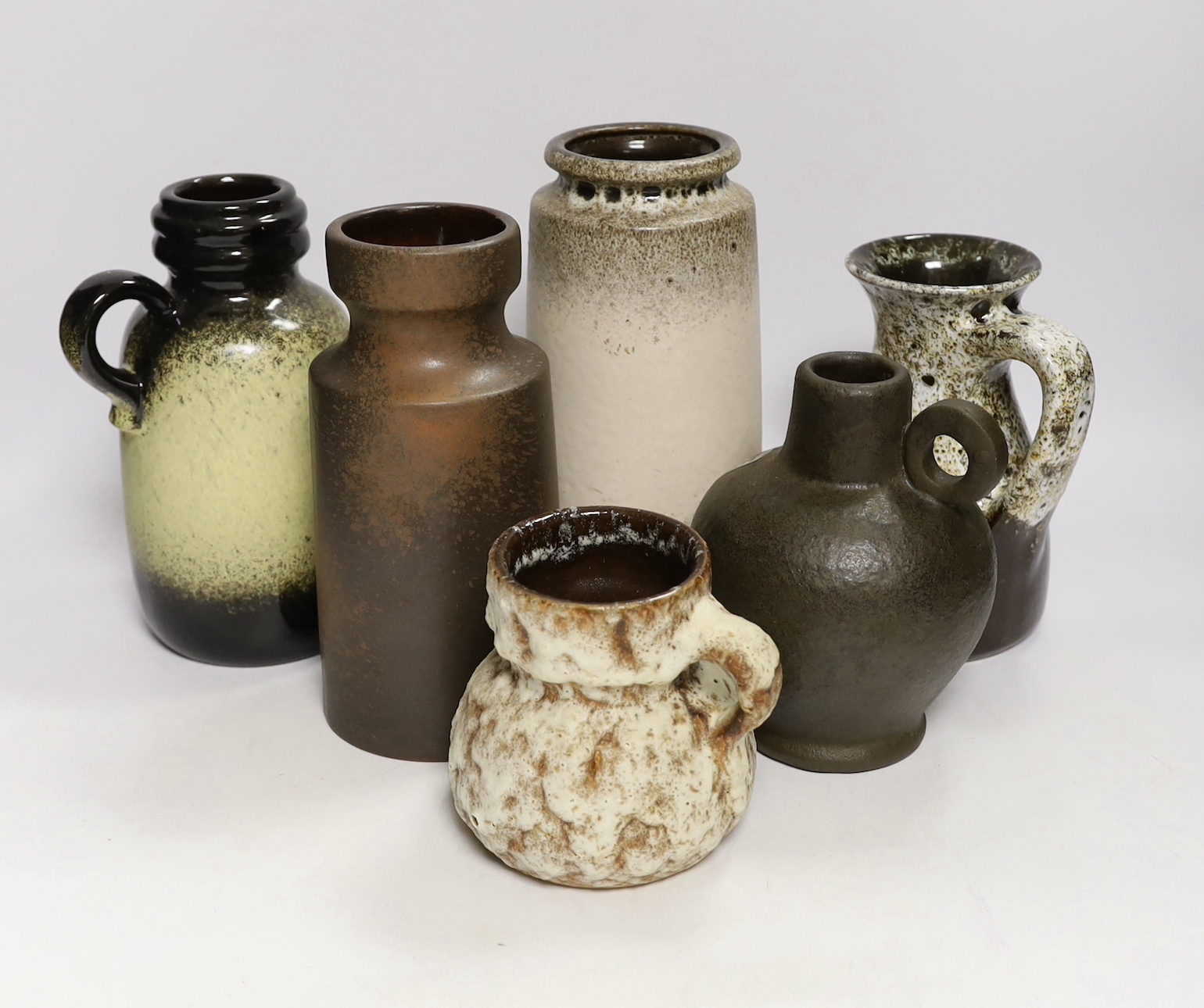 Six West German pottery vessels - Scheurich and others, tallest 22cm